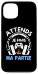 Coque pour iPhone 13 Attends je finis ma partie cadeau drôle joueurs jeux vidéos