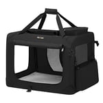 Feandrea Foldable Pet Carrier Bag, Portable Cat Dog Carrier, Soft Sided Pet Travel Carrier with Breathable Mesh, with Handles, Storage Pockets, 70 x 52 x 52 cm, Black PDC70H