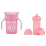 Twistshake 360 Cup Gobelet d'Apprentissage à Boire à Bec 230 ml, Tasse d'Entraînement Bébé à Bec, Rose Pastel & Kid Cup Gobelet d'Apprentissage à Boire à Bec Anti-fuites 360 ml