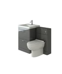 Bathroom Suite Bath Vanity Unit Sink Toilet Set Pan Seat Cistern Grey 1100