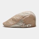 ZYM Couleurs Unies Gatsby Casquettes Chapeau Conduite Plat Cabbie Gavroche Casquette Hommes Béret Chapeaux-Beige Et Noir