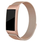 Fitbit Charge 3 Moderni magneettinen milanese ruostumaton teräs kellon vaihto ranneke - Ruusu Kulta Koko: S Monivärinen