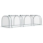 Outsunny Serre de Jardin Mini Serre Tunnel Serre à tomates 3,5L x 1l x 0,8H m 3 Portes zippées bâche PVC Transparent métal époxy Vert