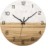 Horloge murale moderne en métal, 30 cm, grande horloge en bois de marbre, silencieuse, sans tic-tac pour salon, chambre, cuisine, maison, bureau