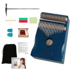 Kalimba Puinen afrikkalainen soitin Piano Zanza Mbira 17 kosketinta Sininen K-02B