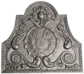 Plaque de cheminée armes épiscopales grise H. 90 cm X L. 1000 cm, Dommartin