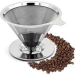 AIDUCHO Filtre à Café Permanent, Filtres à Café Réutilisables en Inox, Porte-Filtre à Café Portable, Support Filtre à Café sans Papier avec Double