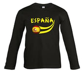 Supportershop T-Shirt de Foot - Espagne - Enfant - Noir (Noir M/L) - Taille: 6 ans