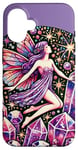 Coque pour iPhone 16 Illustration de fée en cristal violet améthyste