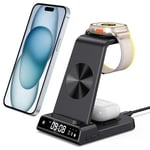 leChivée Wireless Charger iPhone, 3 in 1 Wireless Charging Station with Clock f