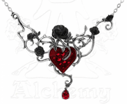 RED HEART PENDANT Necklace SWAROVSKI BED OF BLOOD ROSES Alchemy Gothic