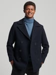 Superdry Merchant Wool Pea Coat, Eclipse Navy