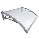 VOUNOT Auvent de Porte d'entrée Toit Marquise en Polycarbonate Porte Résistante Toit Abri Protection Contre La Pluie et UV Gris Transparent 120cm*80cm