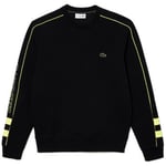 Sweat-shirt Lacoste  SWEATSHIRT  NOIR AVEC BRODERIE JAUNE EN DOUBLE-FACE D