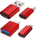 Adaptateur USB C Femelle vers USB Mâle, Adaptateur Micro USB vers USB C OTG Compatible avec iPhone, PC, Samsung Galaxy, iPad, Laptop, MacBook Pro, Google, AirPods