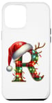 Coque pour iPhone 12 Pro Max Red Christmas Plaid Initial R Monogrammed Santa Hat Letter R