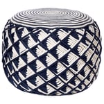 Pouf d'Extérieur en Matière Synthétique Bleu Marin et Beige 50 cm Billes EPS Ka