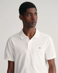 Gant Mens Regular Fit Short Sleeve Shield Logo Pique Polo - White cotton - Size X-Large