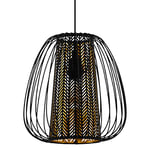 Eglo Suspension luminaire Curasao, lustre chambre, plafonnier salon ou salle à manger en métal et textile noir, intérieur doré, douille E27