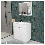 Meuble de salle de bain sous vasque 3 tiroirs + vasque L80cm FARO blanc Taille unique