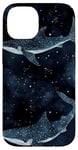 Coque pour iPhone 14 Aquarelle noire motif requin baleine