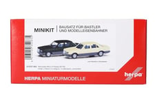 herpa Kit de modélisme 2 pièces Mercedes-Benz Classe S (W126), Minikit, Miniature à l'échelle 1:87, pièce de Collection, kit de modélisme, Plastique, Couleur : Vert foncé/Ivoire