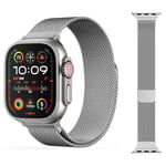 MRAIN-H Breveté Métal Milanais Compatible avec Bracelet Apple Watch Series 10 9 8 7 6 5 4 3 Ultra 2 1 SE SE2 46mm 49mm 45mm 44mm 42mm 41mm 40mm 38mm Femme Homme, Metal Bracelets Magnétique pour iWatch