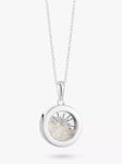 Rachel Jackson London Personalised Small Deco Sun Birthstone Amulet Necklace, Silver