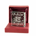 30th Birthday Keepsake Glass Jade Block for a Man, 30th Birthday Gifts for Men.