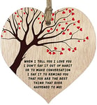 Plaque en bois à suspendre en forme de cœur avec inscription « I Love You I Love You » pour elle ou lui - Cadeau d'anniversaire - Cadeau de Saint-Valentin, d'anniversaire de Noël - Fabriqué au