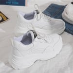 Kvinnor med snörning, Chunky Platform Sneakers Skor White 38