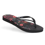 Havaianas Slim Organic Tongues Femme, Noir/Rose, 37/38 EU