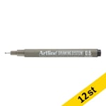 Fineliner 0.6mm | Artline Drawing System 0.6 | svart 12st