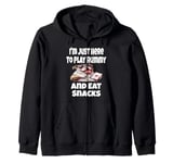 Funny I'm Just Here To Play Rummy And Eat Snacks Card Game Zip Hoodie