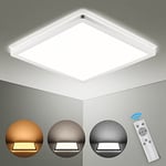 LEDYA Plafonnier LED à intensité variable 18 W, équivalent à 144 W, couleur et luminosité réglables, plafonnier carré avec télécommande pour bureau, salle de bain, cuisine, chambre à coucher, salon