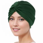 Stretch Turban Hat med korsad twist design Bekväm och mångsidig huvudbonad för damer Green