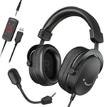 Casque Gamer Pc,Casque Gaming Avec Micro Pour Ps4 Ps5 Xbox Switch,Avec Son Surround 7.1,Microphone Détachable,Boîtier De Commande,Prise Casque 3,5 Mm