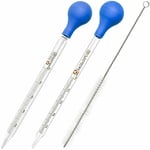 2 Pièces Pipettes en Verre, Compte-Gouttes Graduées Pipettes Verre Avec Brosse de Nettoyage, Pour Pharmacie, Parfum, Laboratoire, Hôpital, Chimie