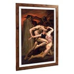 Big Box Art Framed Print of William Adolphe Bouguereau Dante and Virgil in Hell Design | Wall Art Picture| Home Decor for Kitchen, Living Room, Bedroom, Office, Walnut, A2 / 24.5x18 Inch / 62x45cm