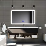 Biubiubath - 160x80cm Miroir salle de bain anti-buée led avec Bluetooth, Horloge, Date, Température avec 3 Couleurs