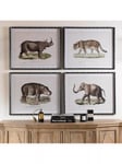 One.World Brookby Animal Wood Framed Wall Art, Set of 4, 60 x 80cm, Black