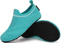 SAGUARO Chaussons Maison pour Enfants Chaussons Antidérapantes Chaussures de Semelle en Caoutchouc Bleu Menthe 22/23 EU