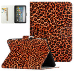 Case for Amazon Kindle Fire HD 8 2020/ Fire HD 8 Plus Case (10th Generation 2020), UGOcase Smart Stand Synthetic Leather Shockproof Cover with Auto Sleep Wake & Card Slots - Yellow Leopard