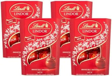 Lindt Lindor Milk Chocolate Truffles Box - approx. 3 Balls, 37g - Perfect for Gifting or Sharing - Chocolate Balls with a Smooth Melting Filling (Pack of 4)