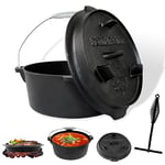 CCLIFE Dutch Oven Lot de 4/6/9 litres en fonte avec marmite à feu pour barbecue et camping