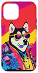 Coque pour iPhone 12 mini Husky Dog Fashion, joli pop art coloré