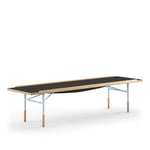 House of Finn Juhl - Table Bench Large, With Brass Edges, Black Linoleum, Light Blue Steel - Benker - Finn Juhl - Tre farget,Svart,Blå - Metall/Tre/Plast