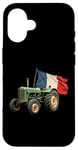 Coque pour iPhone 16 Tracteur Agricole Vert Drapeau Français Agriculteur Ferme