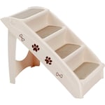 Escalier Pliable pour Animaux/Chien/Chat, Escalier en Plastique avec 4 Marches, Feutre Confortable et Coussinets Antiderapants, Charge Max 60KG