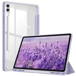 FINTIE Coque pour Samsung Galaxy Tab S9 FE Plus/Galaxy Tab S9 Plus 12.4 Pouces 2023 - [Rangement de Stylet] Housse Arrière Transparente Claire Etui avec Bord Antichoc, Lilas